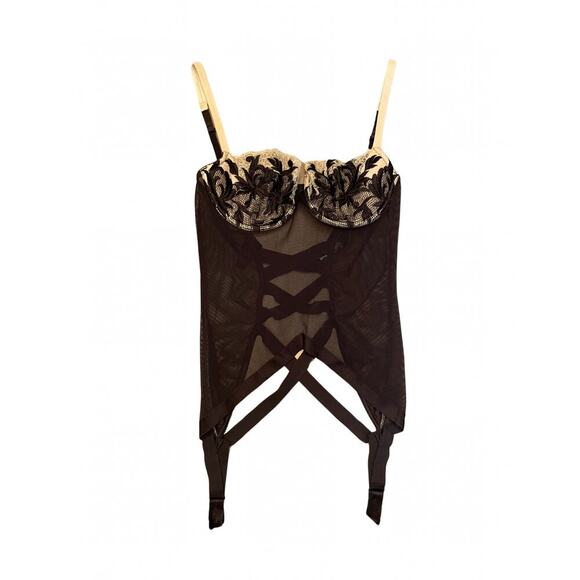 Victoria’s Secret Sexy Corset Bustier Sheer Black Neutral Size 36C 0511B - Picture 1 of 7